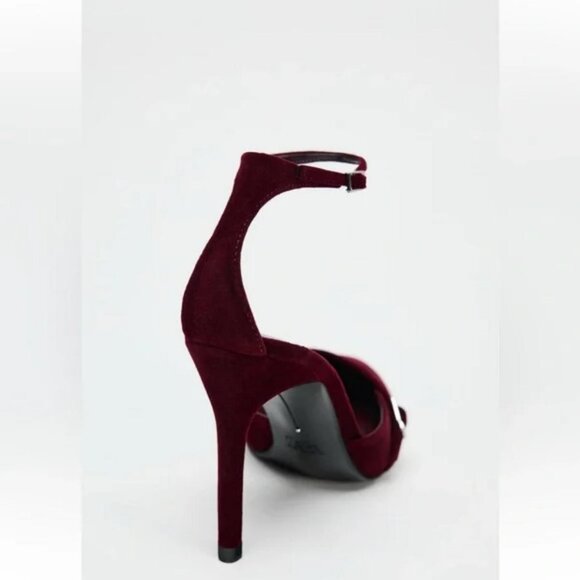 ZARA VELVET EFFECT THIN HEELED SHOES - Picture 4 of 5